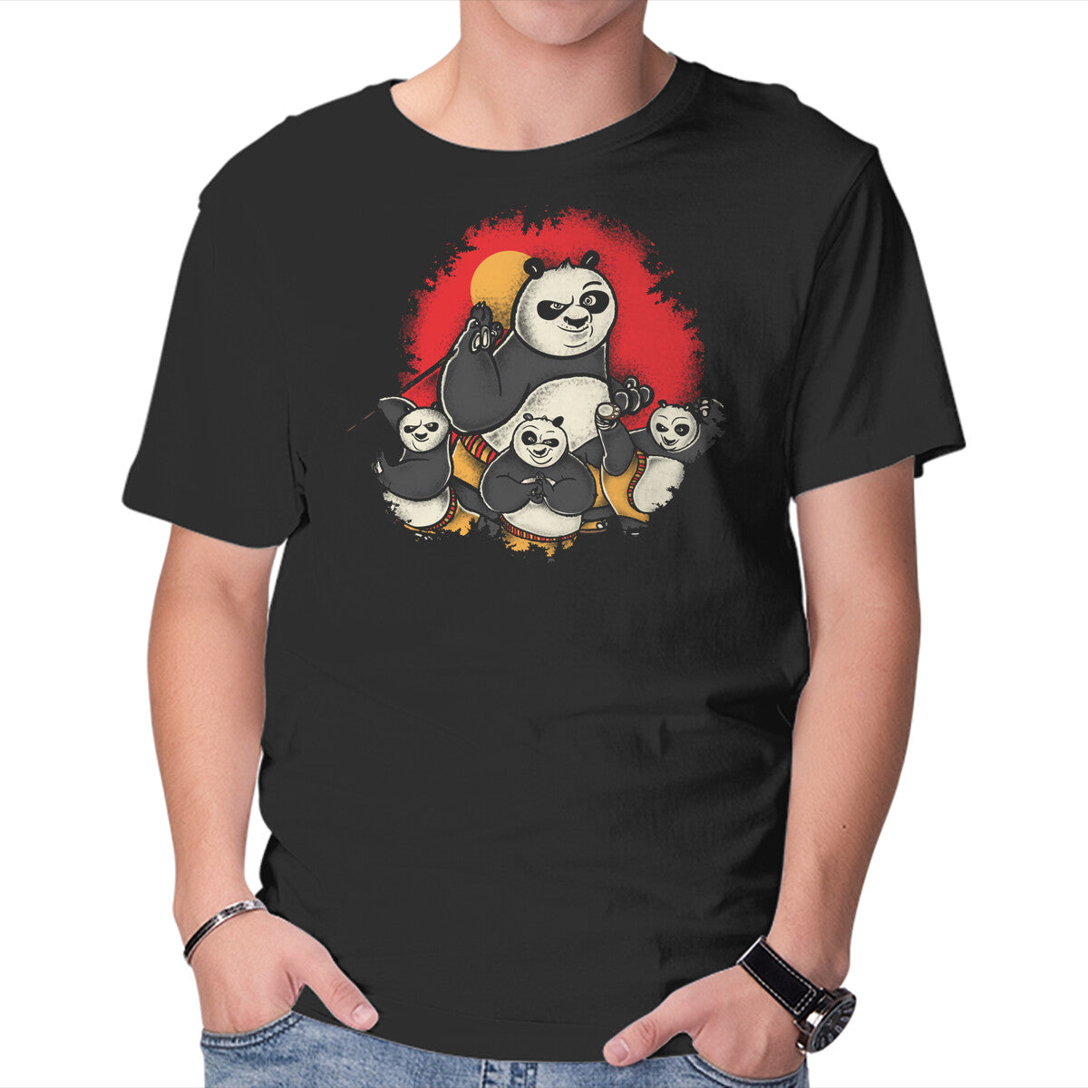 Unisex Crew Neck T-Shirt The Silly Panda Graphic Short Sleeve Casual Tee XL