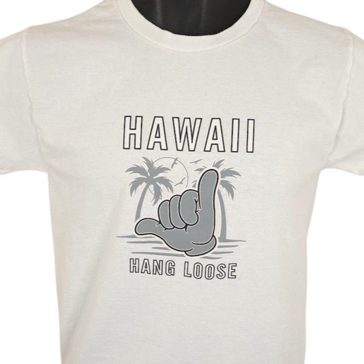 

Гавайи Hang Loose Футболка Мужская Размер Маленький Белая Гавайская Футболка Место Назначения Путешествия XL