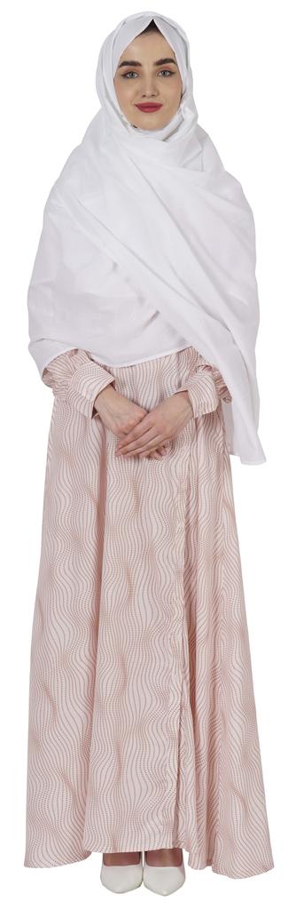 Bimba Printed Long Islamic Dress For Women  S Round Neck Muslim Prayer Robe