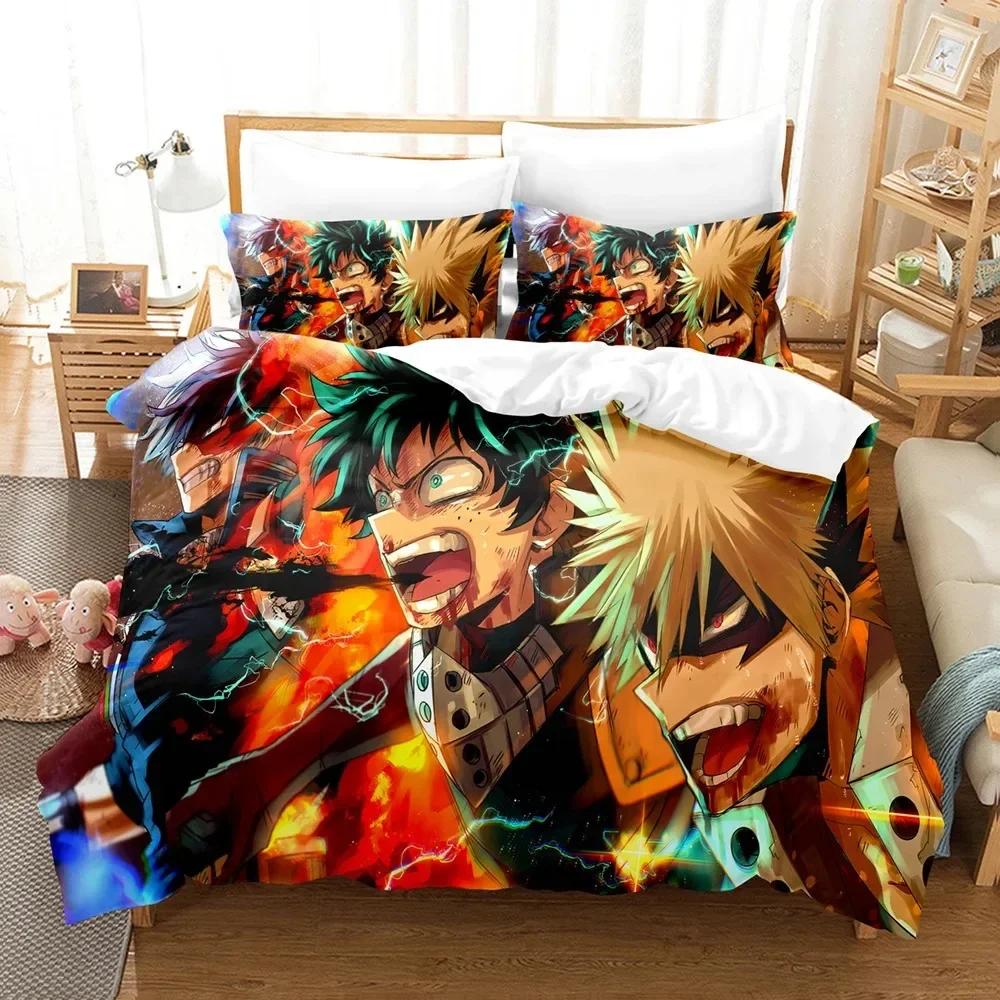 Japan Anime My Hero Academia Bekvämt Påslakan Täcke Örngott Sängkläder Set Barnrum Dekoration Hemtextil