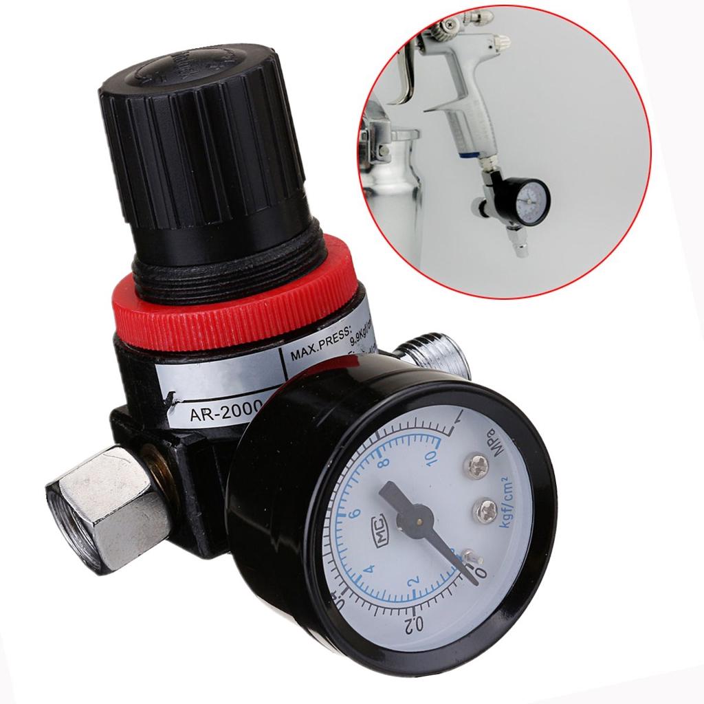 Buy Spray Gun Regulator Air Compressor Pressure Gauge+ Inline Water