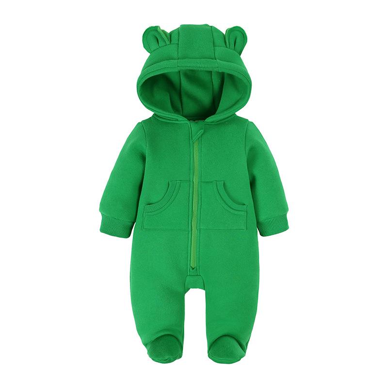 Autumn Winter Fleece Baby Jumpsuit: Cartoon Animal Footed Romper