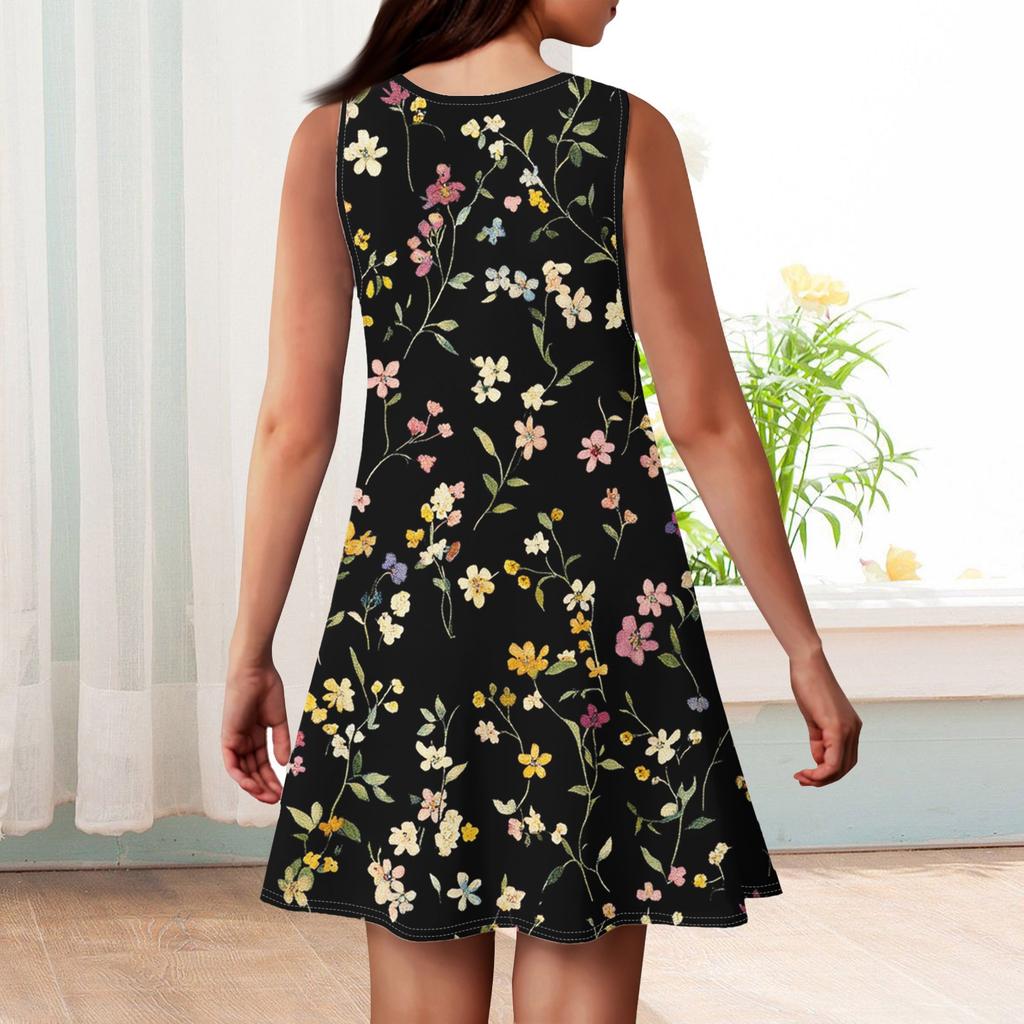 Girl Summer Dress Sleeveless Printed Color Casual Dress
