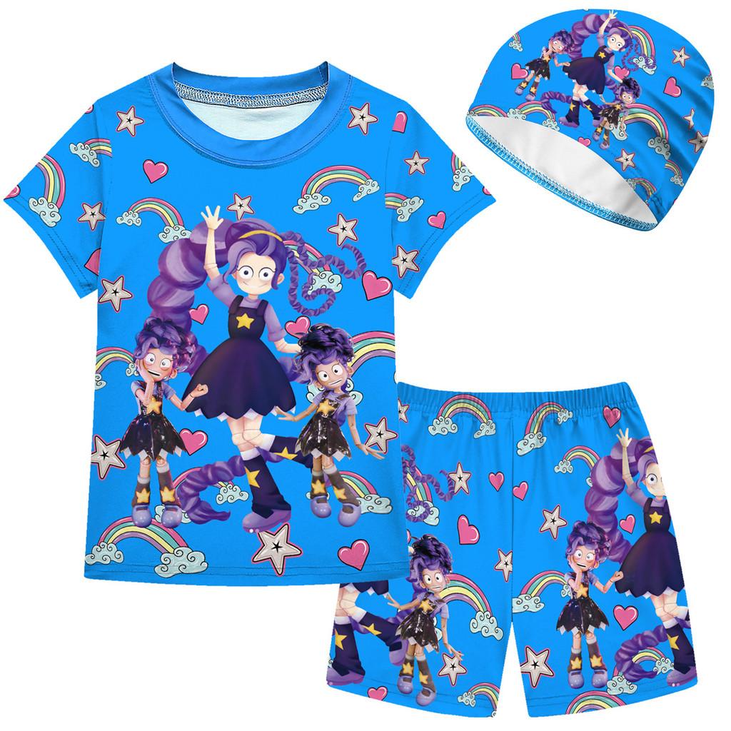 20912 Kids Girls Lily Lovebraids Anime Swimsuit Swimwear Top Shorts Sets 100cm синий