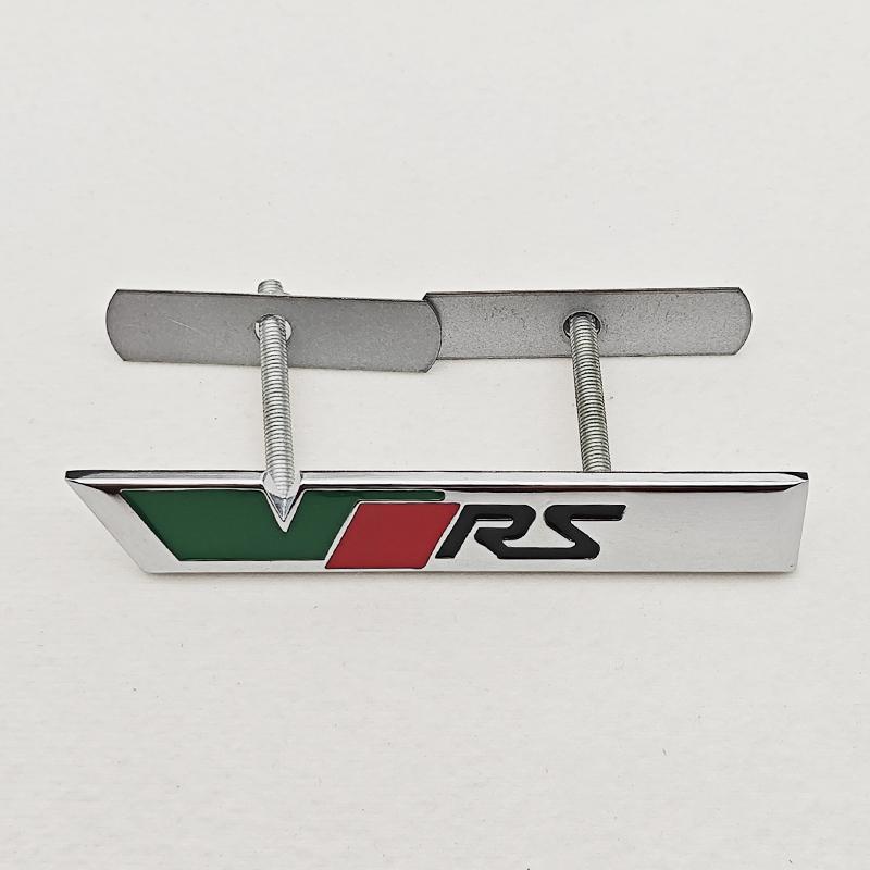 AAAJA1 NEW 3D Metal Car Letters Logo VRS Front Grille Side Fender Trunk Badge Label For Skoda VRS Sticker Emblem Auto Accessories