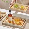 PP Wood Pattern Tea Tray Japanese Style Tea Cup Plate Tea Serving Tray Gongfu Tea Tray  Living Room