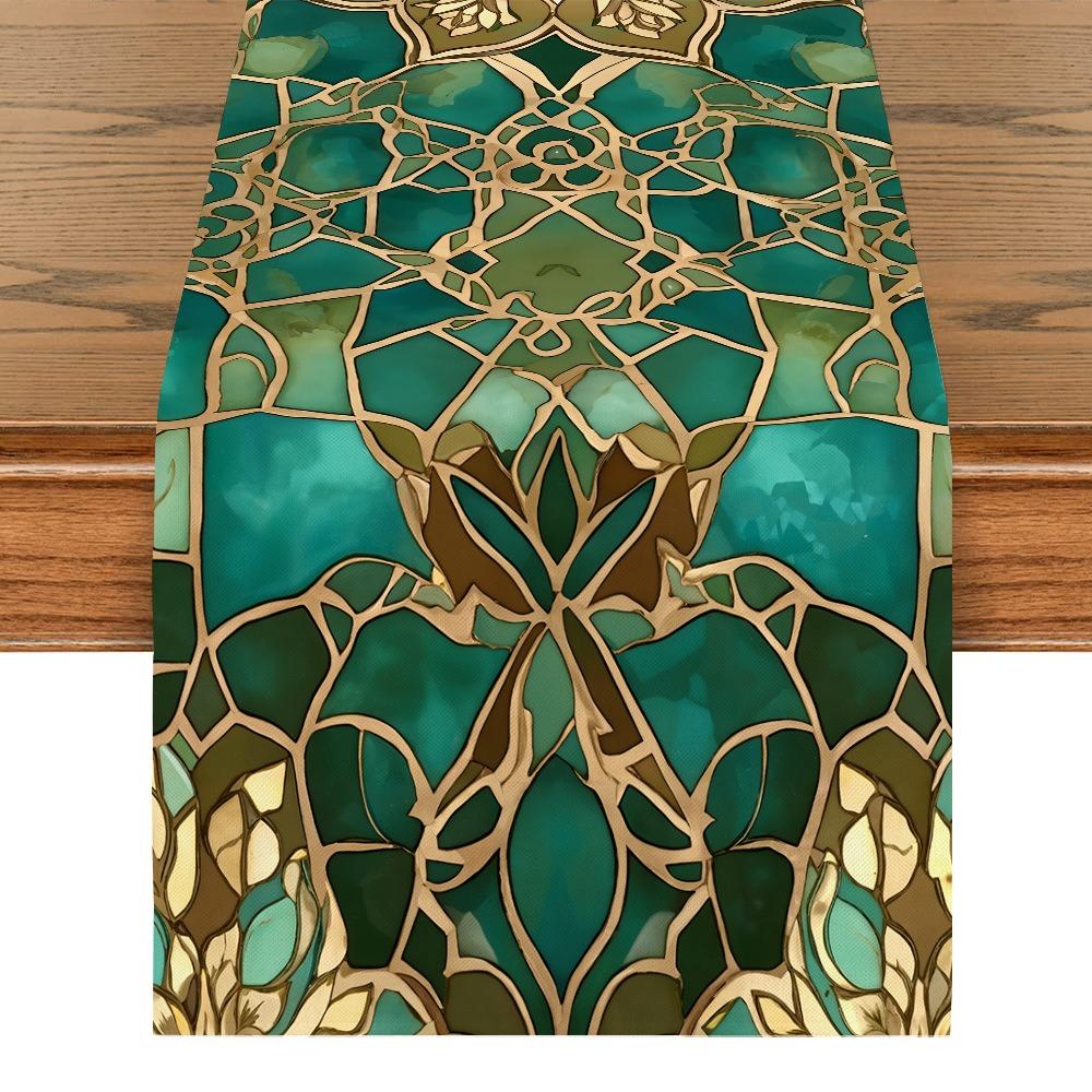 Vintage Moon Star Table Runner Washable Dinner Table Cloth Ramadan Table Runner  Kitchen