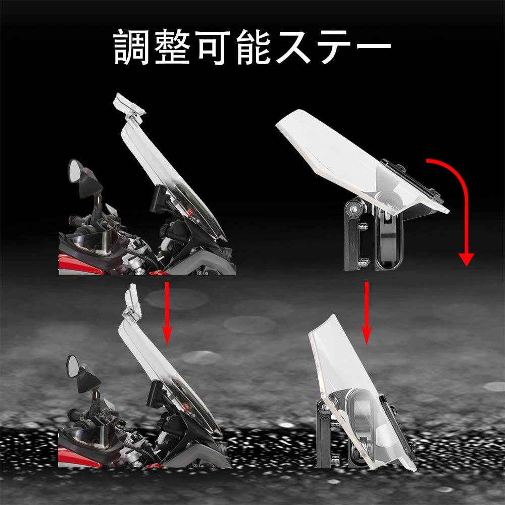 Chelhead Motorcycle Extended ABS Adjustable Front Windscreen with Installation Universal Fit for BMW F800 Transparent Windshield, Material,