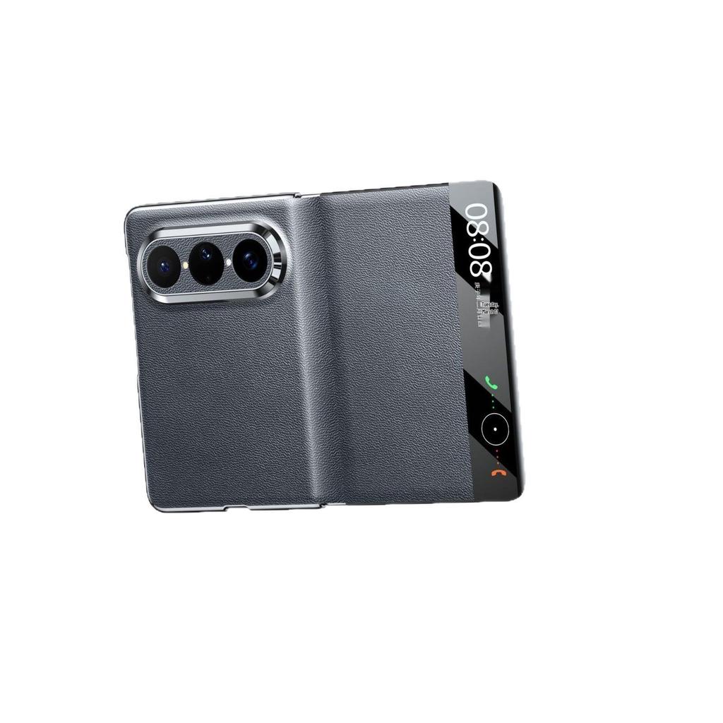 Funda Plegable para Teléfono Huawei Pura X Max de Cuero Genuino con Soporte Giratorio, Protección Magnética a Prueba de Caídas de Cobertura Total