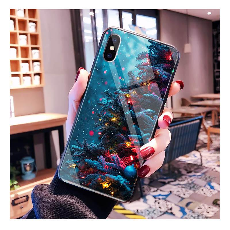

Christmas Tree Ball Glass phone case For Samsung S25 S24 S23 S22 Ultra S24 Plus A55 A16 A54 A15 A56 A36 A34 A34 5G