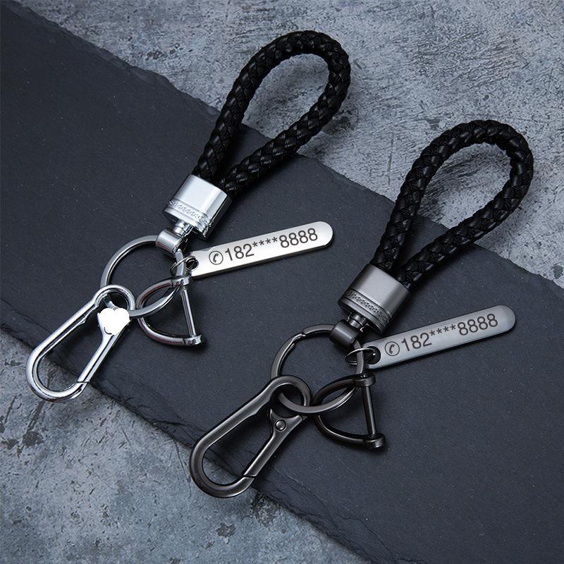 Men's High-End Woven Rope Keychain: Anti-Lost Key Ring for Cars & Motorcycles