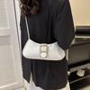 Vintage Half-moon Underarm Bag Stone Pattern Large Capacity PU Leather Shoulder Bag Handbag Fashion Rectangle Armpit Bag Unisex