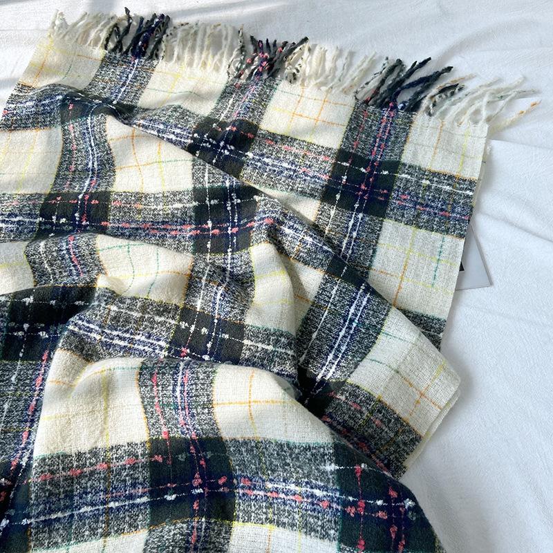 Women's Plaid Scarf - Windproof Warm Winter Scarf with Fringe Tassels Multi-Color Options for Casual & Formal Outfits, Scarf for Hair
