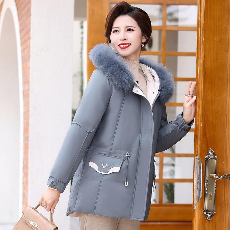Women's Mid-Length Faux Fur Hooded Down Jacket
