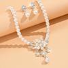 3-piece Jewelry Set, Floral Women's Pearl Earrings, Necklace Decoration Suitable for Women To Attend Parties