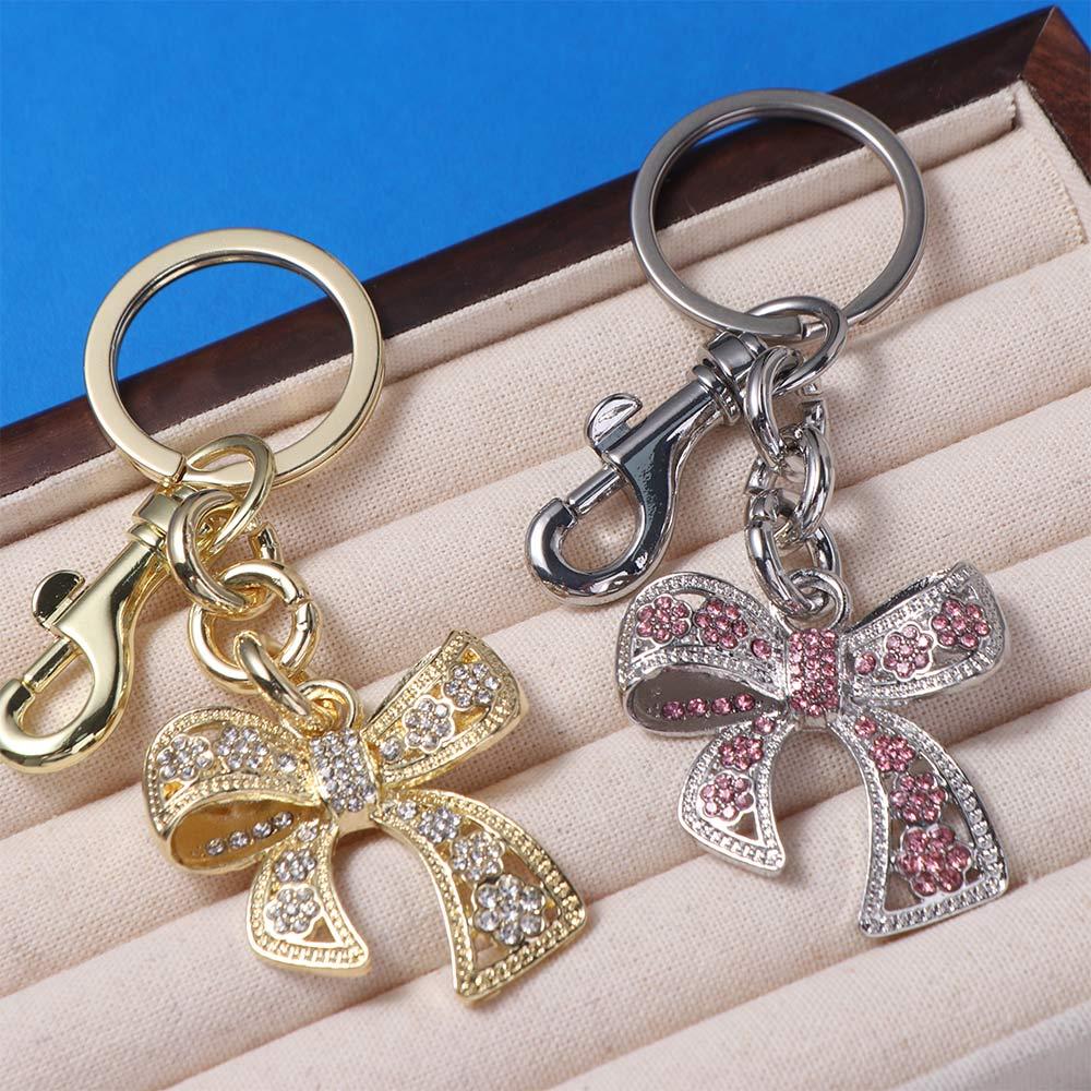 Phone Chain Rhinestone Bowknot Keychains Backpack Hanging Bow Car Keyrings  Creative Gift