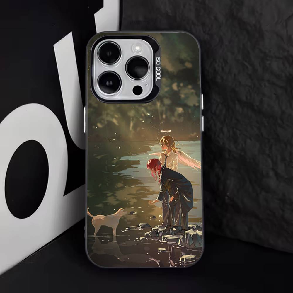 Coque de téléphone C-Chainsaw Man R-Reze Pour iPhone 16,15,14,13,12,11,8,7,Pro,Max,Plus,Mini,XS,SE Anti Chute Noir Mat Rigide