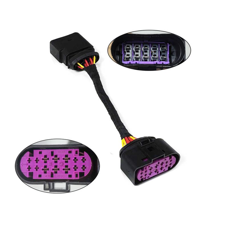 2* Car HID Xenon Headlight 14pin female to 14Pin Male Connector Adapter Pigtail 1J0973737 1J0973837 with 20cm wire Plug and play 1pc 10pin