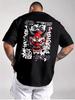 Herre Japansk Oni Dæmon Rygprint T-shirt med Fokus på Tung Bomuld Regular Pasform Rund Hals T-shirt Cosplay Toppe