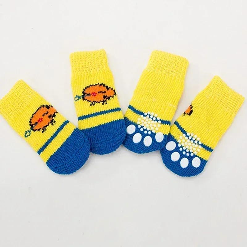 4pcs/set Puppy Socks Cute Pattern Foot Covers For Kitten Warm Anti Slip Shoes Paw Protector Christmas Gift for Cat Dogs