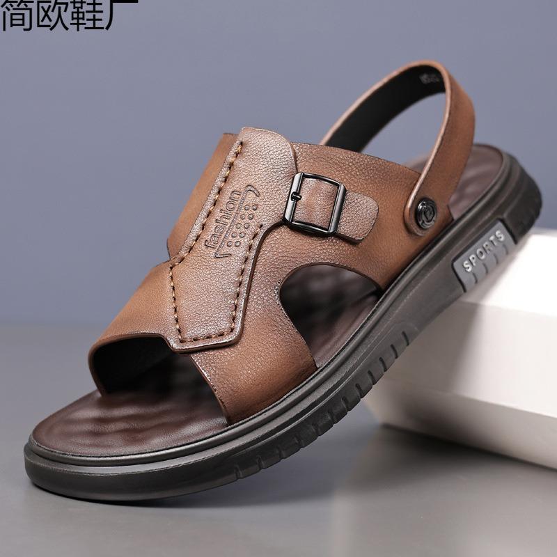 Summer sandals men's wear-resistant and durable dual-purpose beach shoes cowhide outdoor beach shoes