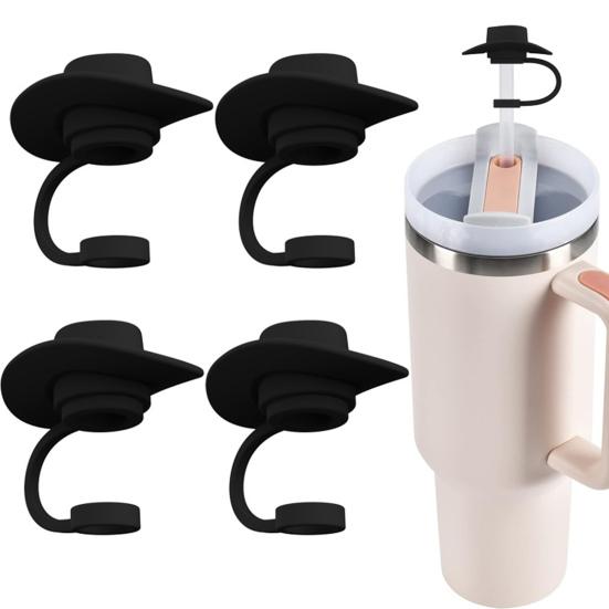 1/4ks Pokrývky na brčko na kovbojský klobouk Silikonové zakrývače na slámu v potravinářské kvalitě Univerzální velikost Legrační pohárek na prach ze slámy Příslušenství