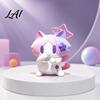 Heart Warming Gift for Holidays Cute 3D Printed Cat Figurine Cartoon Desk Ornament with Playful Mouth Covering Novelty Birthday Design Compact