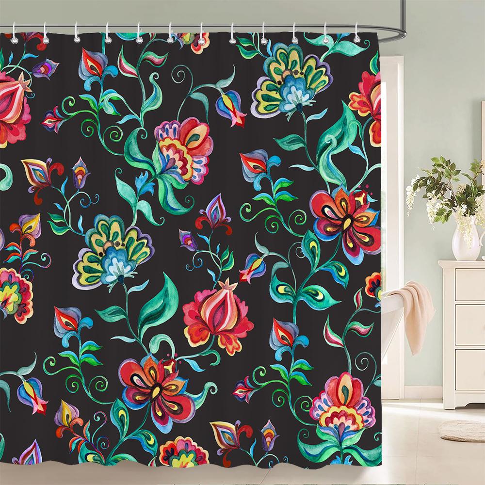 Waterproof Flower Leaves Shower Curtain For Bathroom Bath Curtains 3D Print Polyester Fabric Decor Multi-Size Shower Curtains