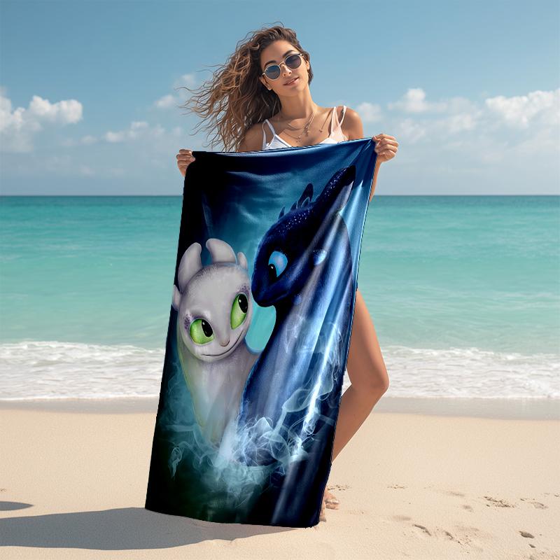 1pc Toothless2 Beach Towel, Comfortable and Thick, and Swimming/Bath/Picnic/Camping Towel, Suitable for Seaside Beaches