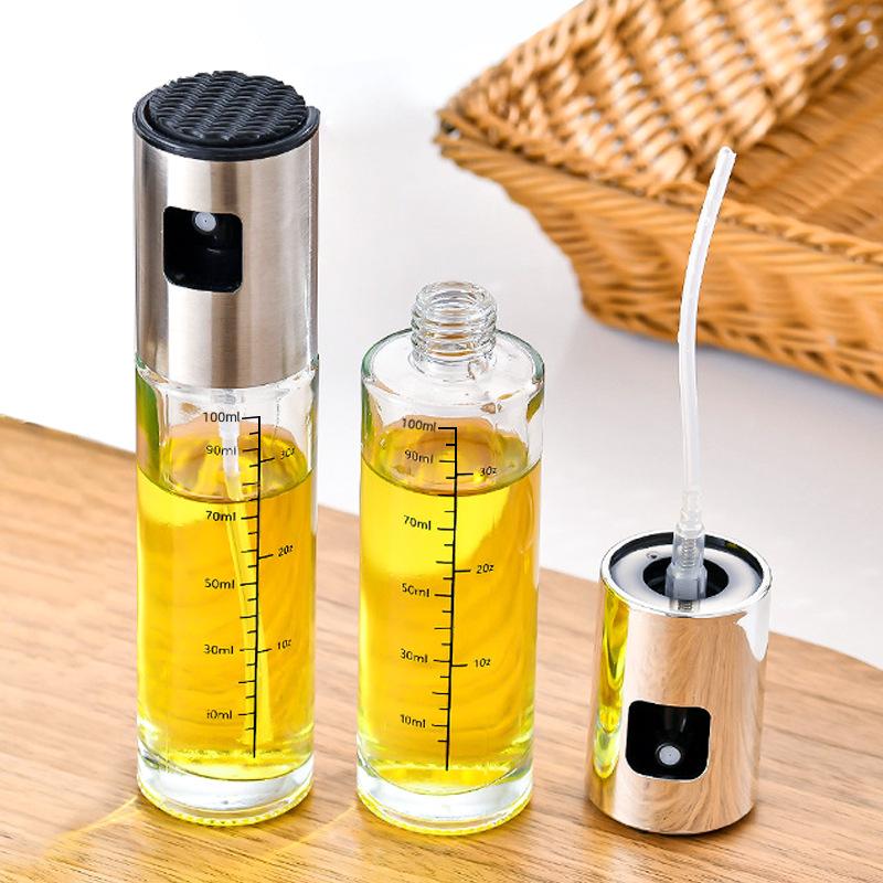 100/200ml Glass Oil Spray for Kitchen Oil Nebulizer Dispenser Sprayer Airfryer BBQ Camping Olive Oil Diffuser Cooking