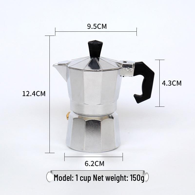 Italian Aluminum Moka Pot with Double Valve – Octagonal European Style Coffee Maker Single Valve