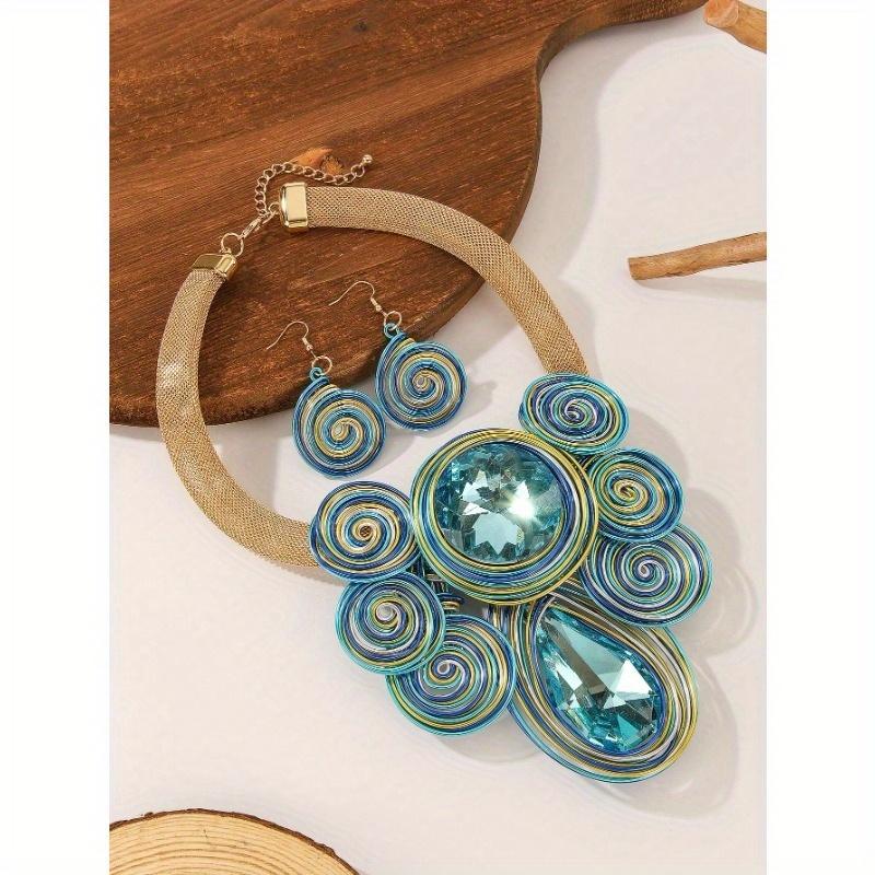 New Fashionable Aluminum Wire Turquoise Teardrop Elegant Vintage Boho Necklace