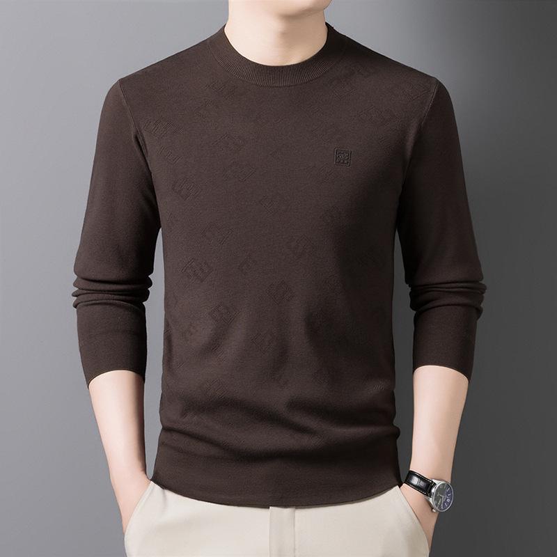 Maglione Jacquard da Uomo a Filo Fine - Collezione Autunno/Inverno 2025, Girocollo, Lavorazione a Maglia Comoda ed Elastica