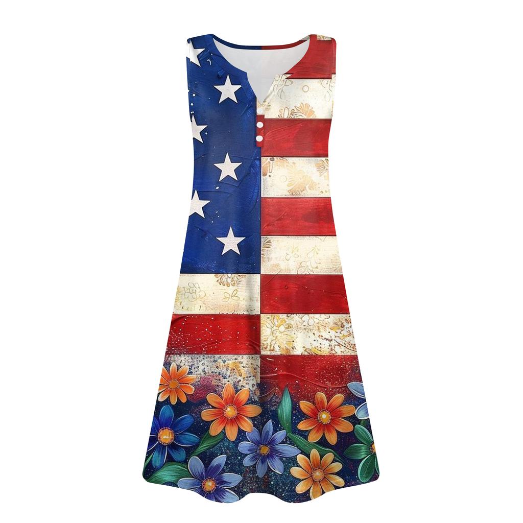 Women's Fashionable Casual Independence Day Print Dress
