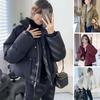 Winter Down Coat Thickened Padded Stand Collar Big Zippered Pockets Zip-up Windproof Long Sleeves Heat Retention Warm Daily Outwear Cotton Jacket