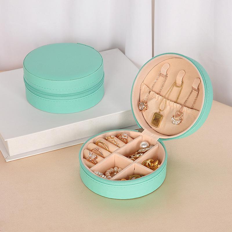 1PC Soft Lining Rings Anti-Scratch for Travel & Gifting Round Portable PU Leather Earrings Jewelry Box Multi-Functional