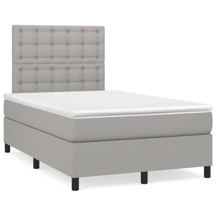 3142081 vidaXL Divan Bed with Mattress Light Grey 120x200cm Fabric