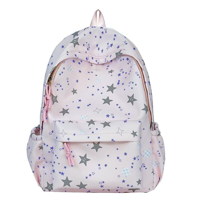 

Sweet Starry Night Backpack, Adorable School Bag for Girls, Ins Viral Bookbag for Middle High School, Pastel Soft Rucksack Small single pack. розовый