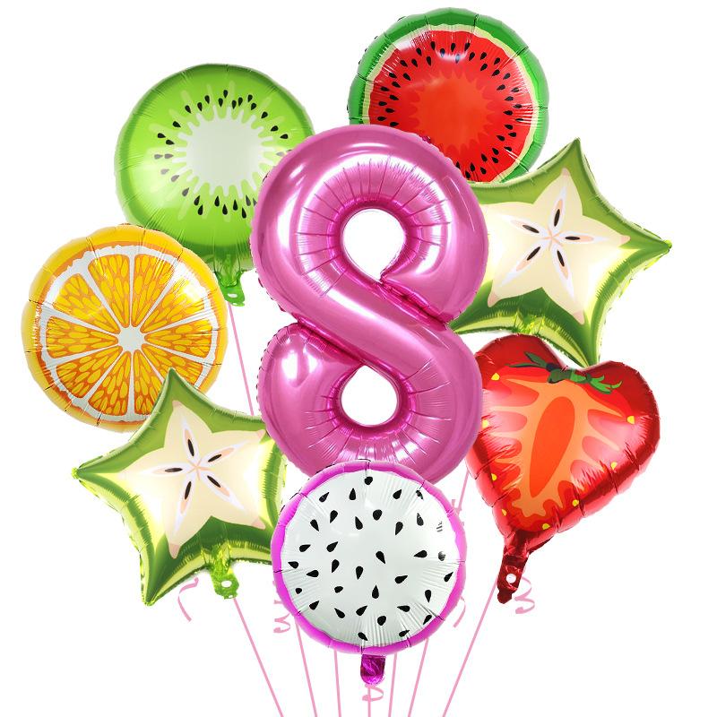 Fruit Aluminum Film Balloon Set Summer Cool Pool Party Decoration Children'S First Year Scene Arrangement Photo