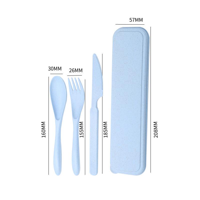 Eco Friendly Wheat Straw Portable Cutlery Set Fork Spoon Knife Reusable Lightweight Travel Utensils with Carrying Case