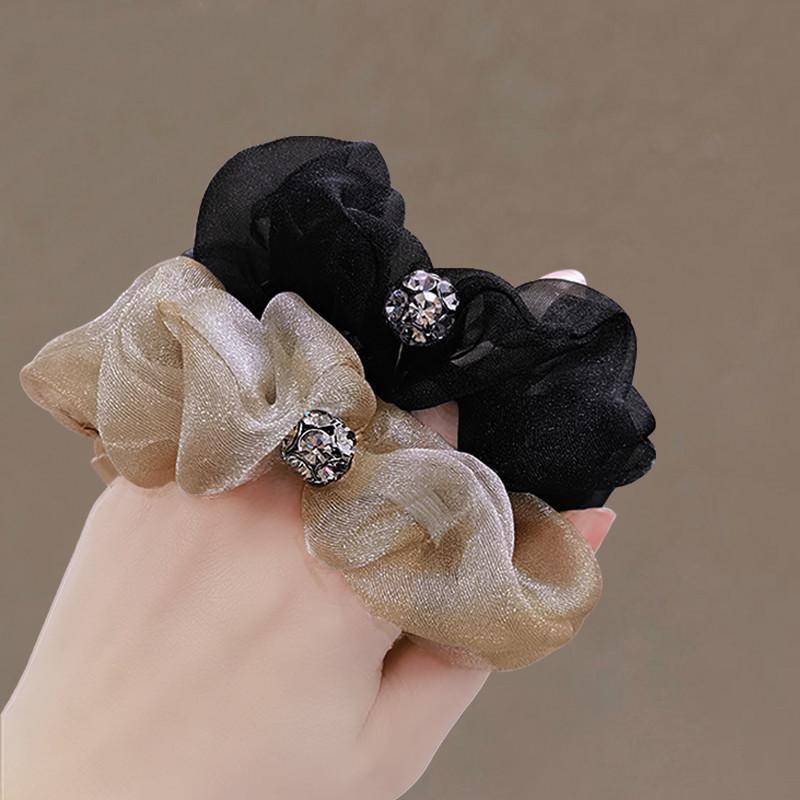 Hair Band, High-End Sense Headband, Adult Organza Ponytail Women'S Simple Temperament, Ball Head Disc Hair, Head Flower Jewelry.