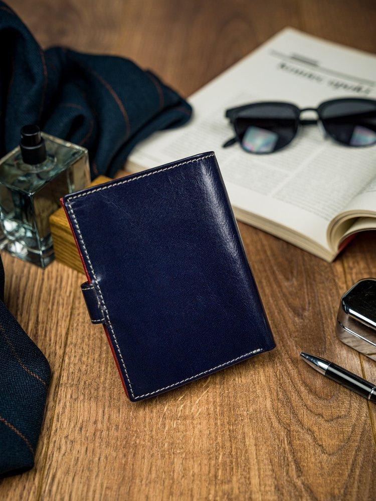 Vertical, two-tone men's wallet made of genuine leather - Rovicky