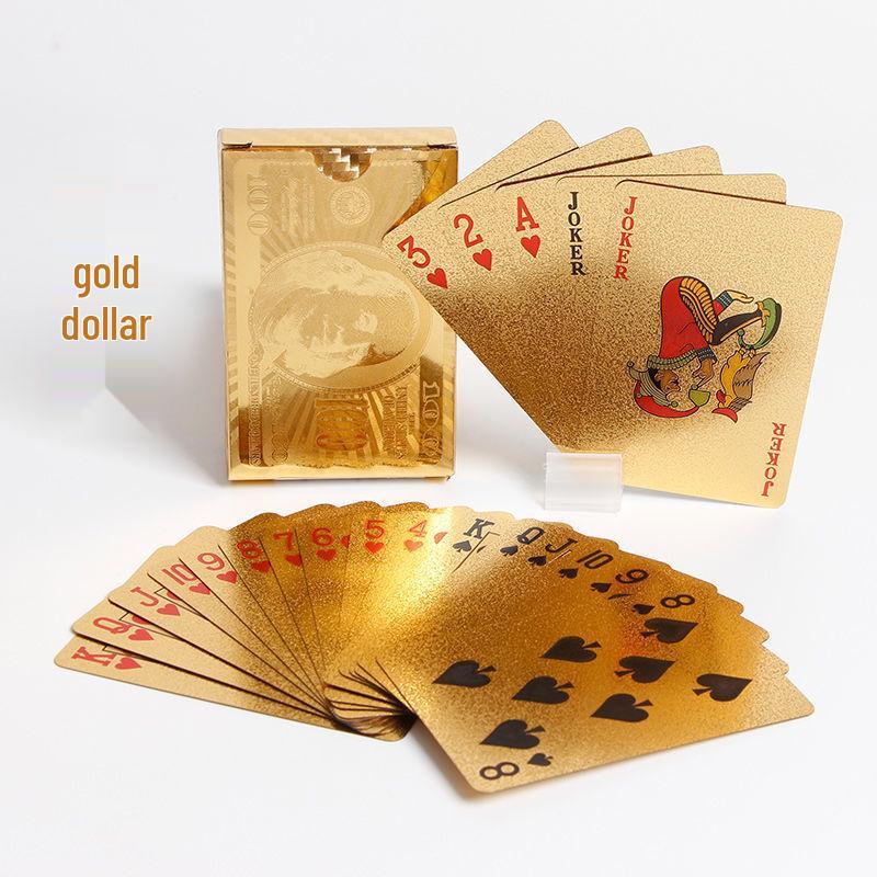 Black and Gold Waterproof PVC Plastic Playing Cards, Dou Dizhu Entertainment Game Magic Props
