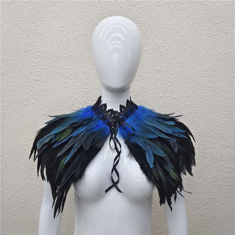 Halloween Masquerade Feather Cape Shawl Bolero with Optional Multi-Color Choices