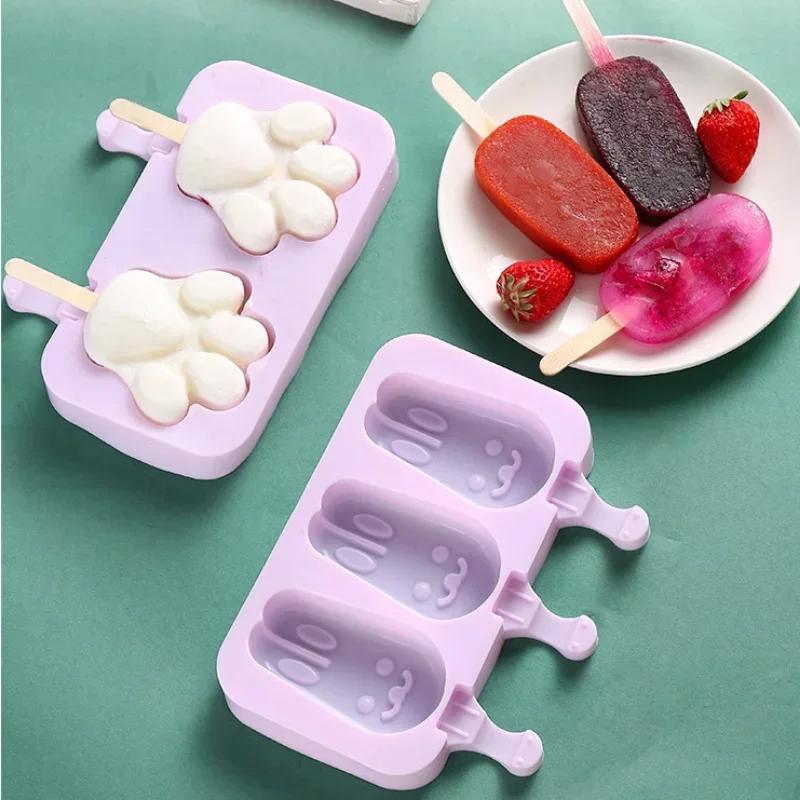 Silicone Ice Cream Mold Reusable Popsicle Moulds Cartoon Animal Mold Jelly Fruit Ice Cream Mold Summer Kitchen Accessories