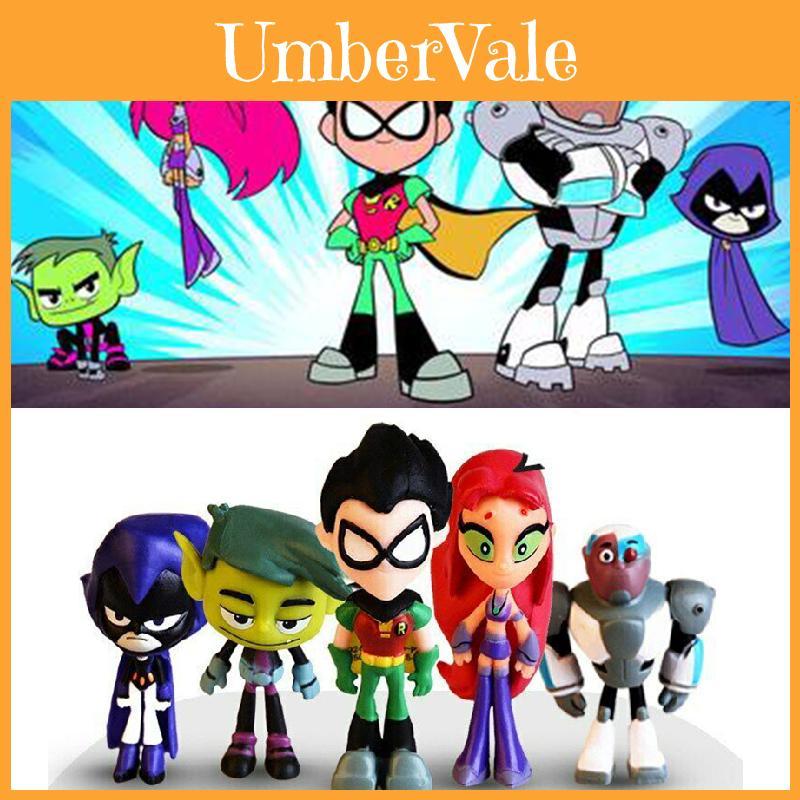 Vibrant Teen Titans Go Figure Set Featuring Robin Raven Beast Boy Starfire Collectibles
