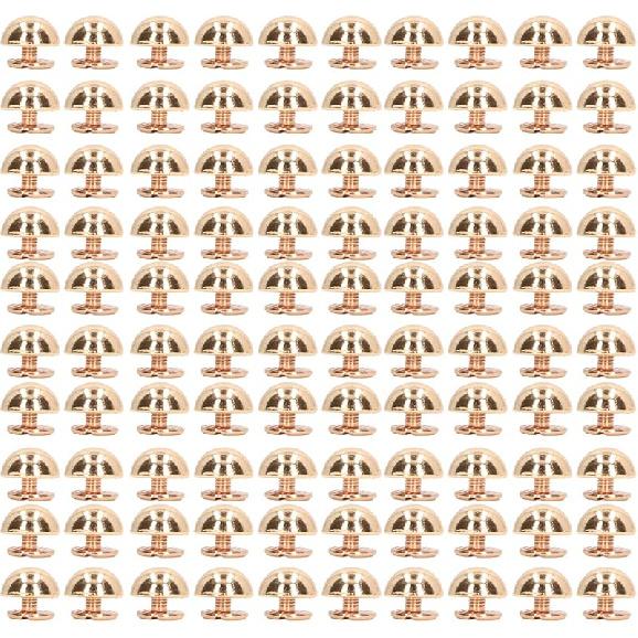 

Yuecoom 100 комплектов грибовидных заклепок-пуговиц, винт с круглой головкой, куполообразные DIY пуговицы-заклепки, полукруглый процесс гальванического покрытия, сплавные заклепки для кожи, одежды, сумки золотой