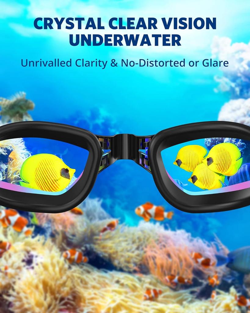 Aegend Swim Goggles 2-Pack No Leaking Anti-Fog UV Protection Mirrored Adult Men Women Wide View Outdoor