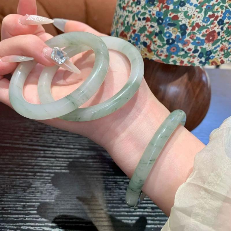 Ice Transparent Imitation Jade Bracelet Smooth Polished Perfect For Daily Wear Elegant Gift For Women