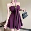 Pure desire sexy sweet royal sister neck sling tube top dress female autumn waist celebrity temperament A word short skirt